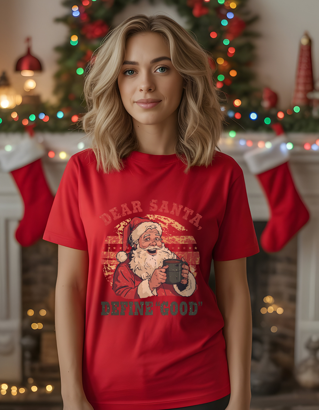 Women Santa Claus Printed T-Shirt