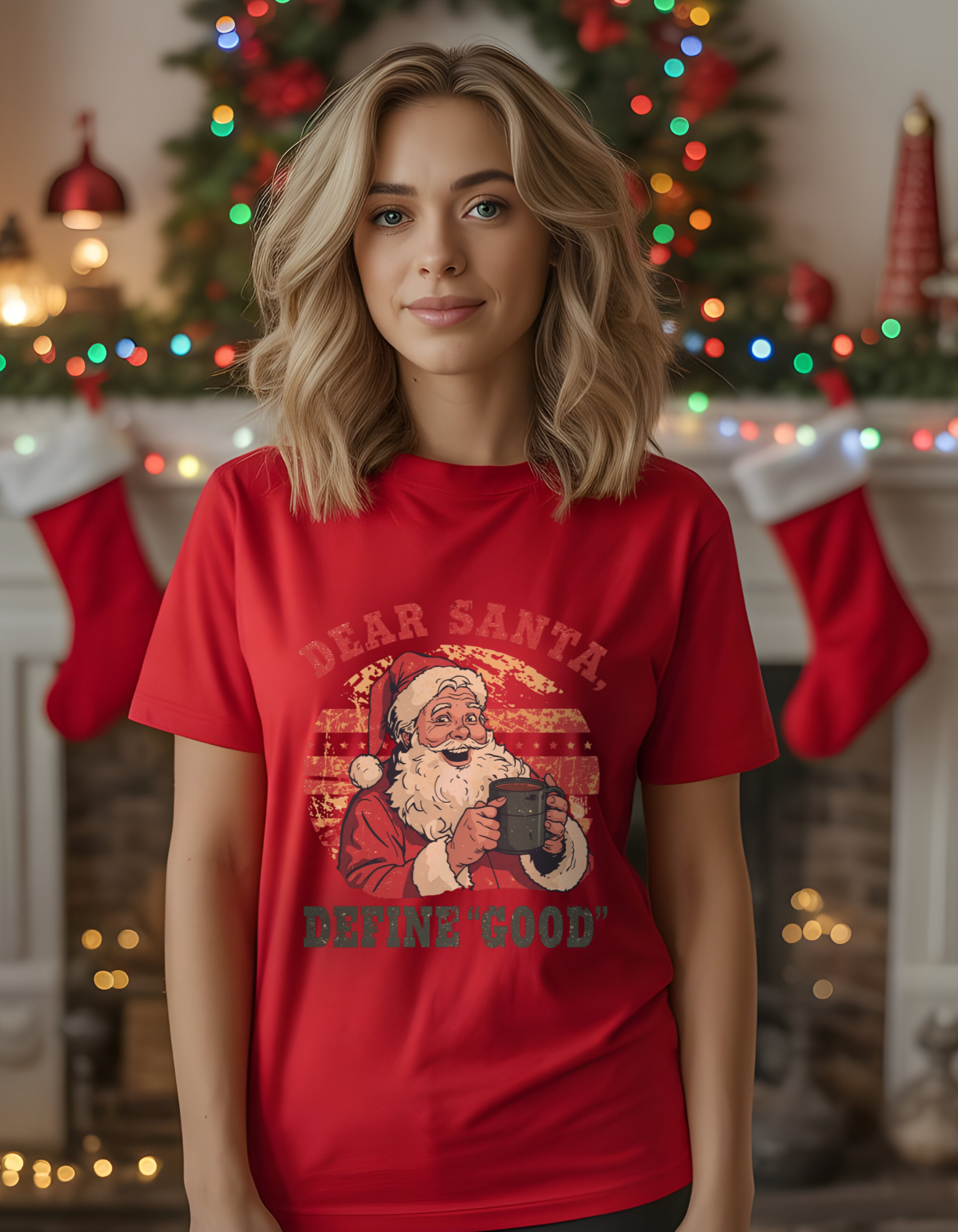 Women Santa Claus Printed T-Shirt