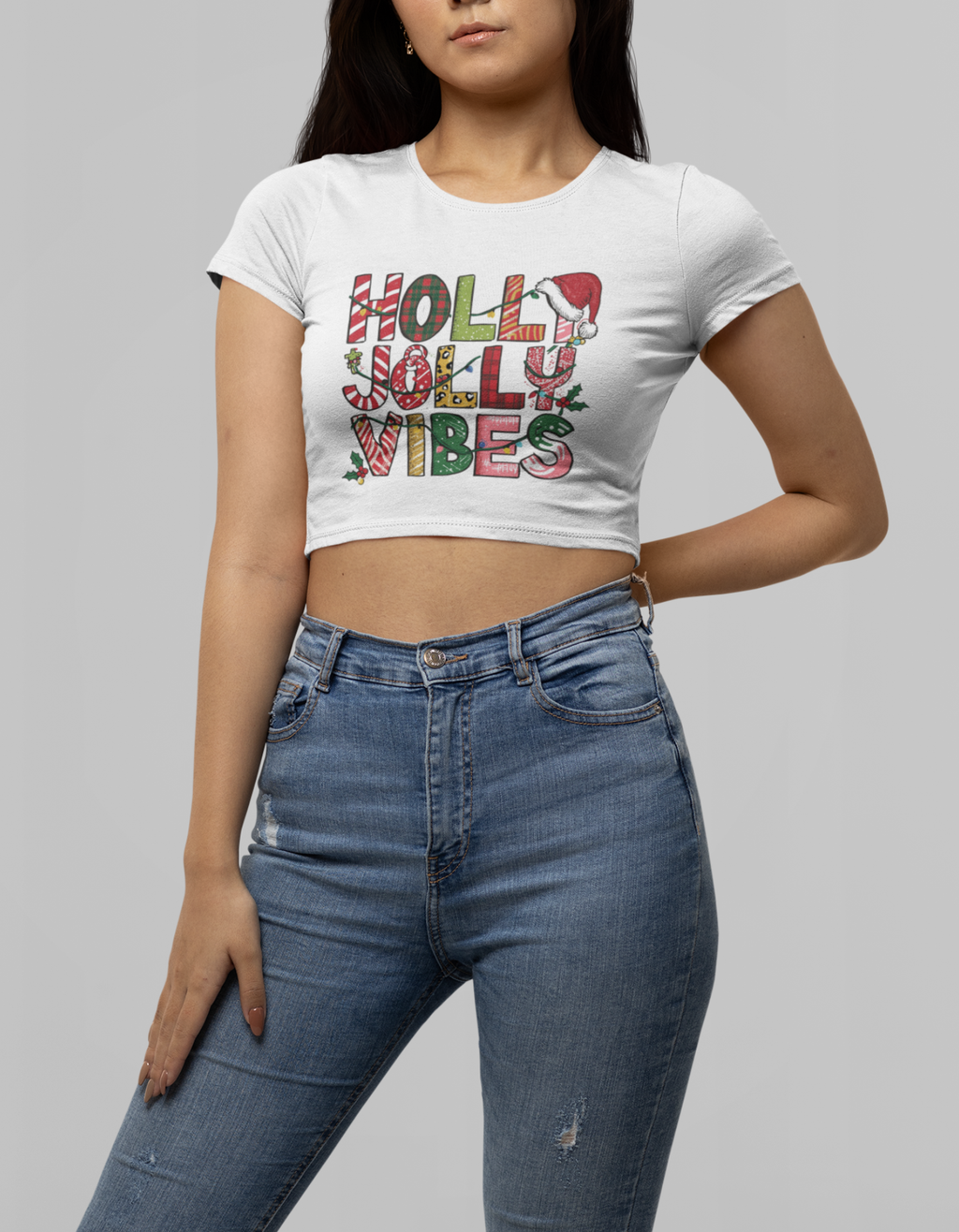 Women Christmas Crop Tee
