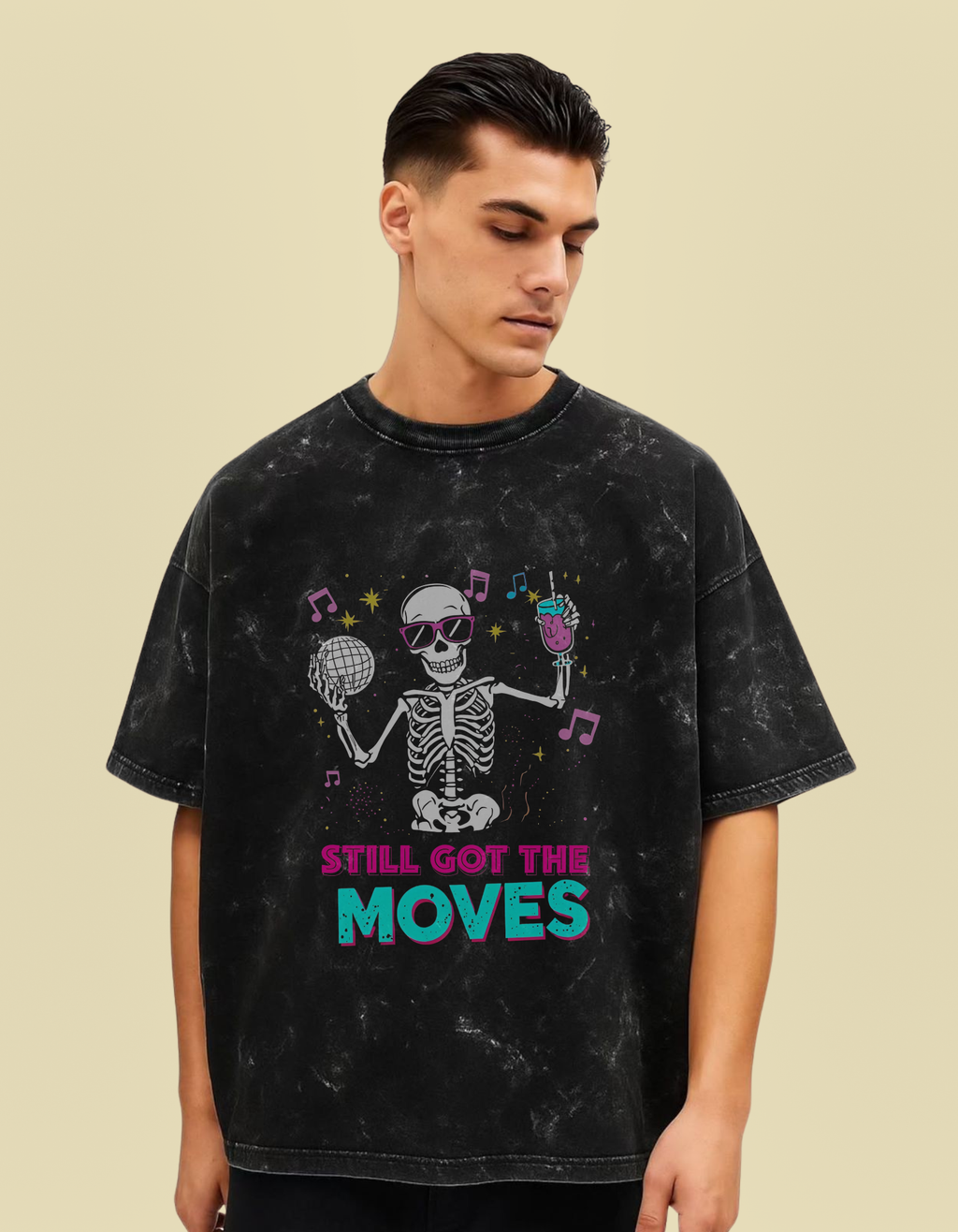 Male Music Lover Acid Washed Oversized T-shirt
